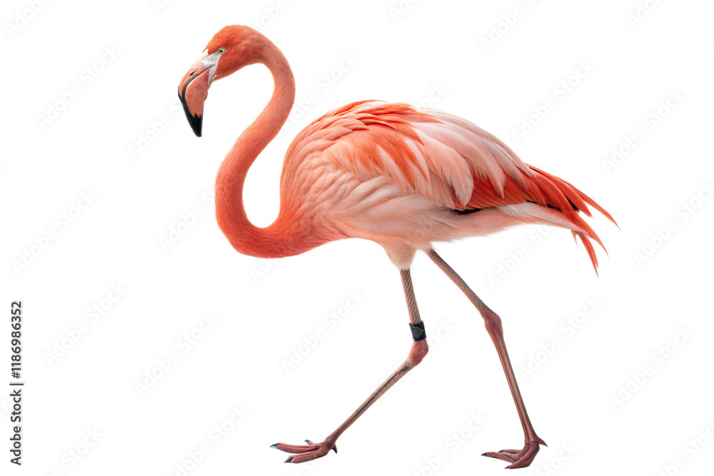 Naklejka premium Pink Flamingo on Black Background