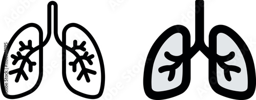 "Detailed Lungs Vector Icon Set for Medical and Healthcare Designs"
