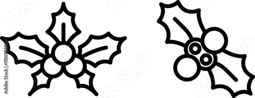 "Elegant Mistletoe Vector Icon Set for Festive Designs"