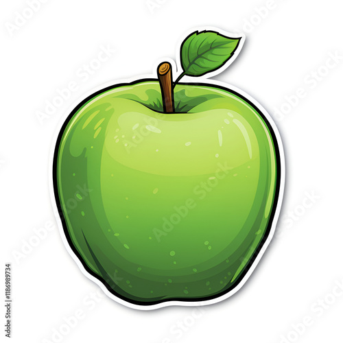 Green apple fruit sticker