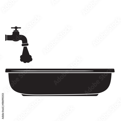 Bathroom with water with a faucet, isolated illustration.