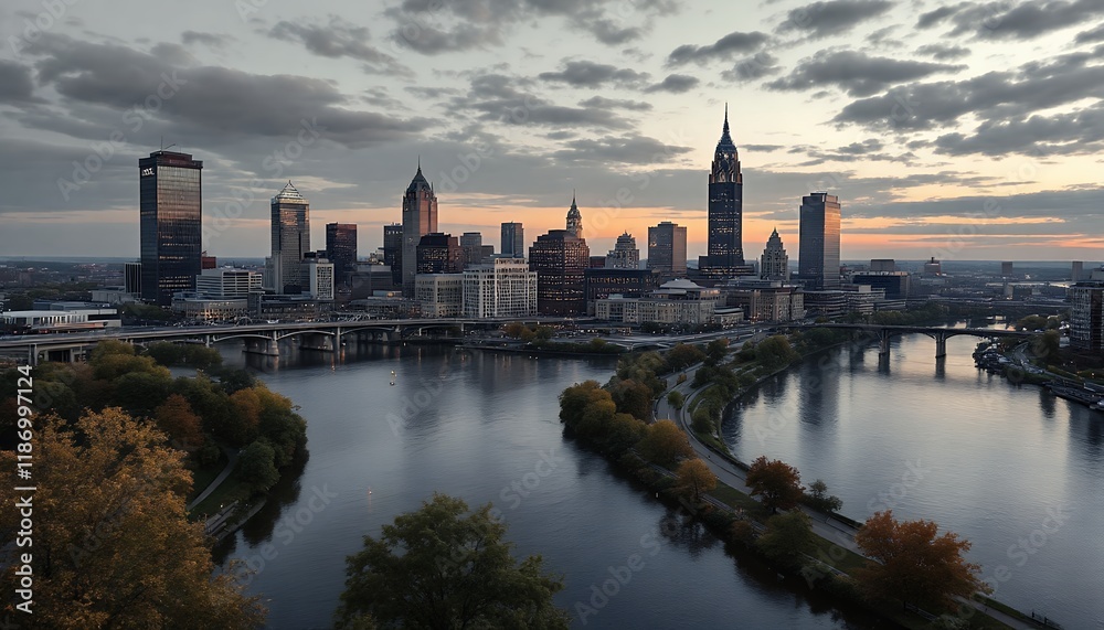 Stunning Skyline of Scranton, Pennsylvania at Dusk