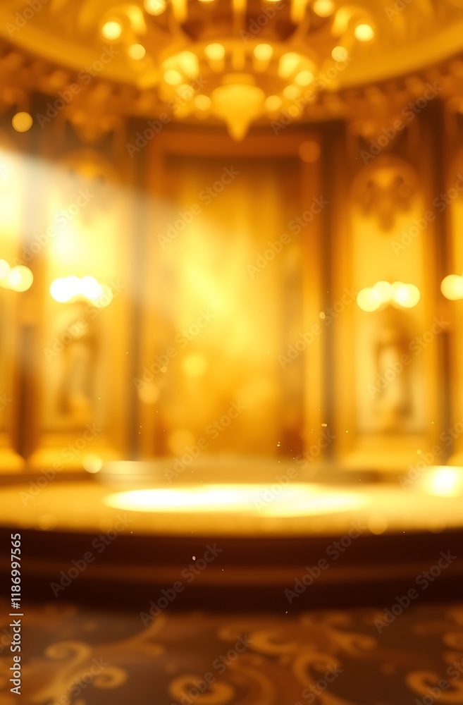 Fototapeta premium Luxurious golden hall, blurred background.