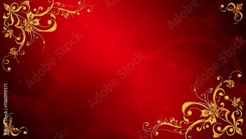 Red background with gold floral corners.