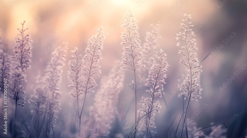 Dreamy Pastel Bokeh Background with Peaceful Grass and Light Dreamy Pastel Bokeh Background with Peaceful Grass and Light