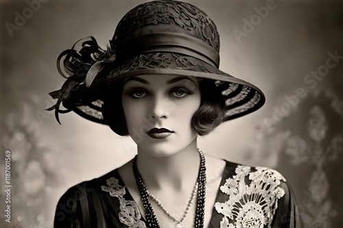 vintage woman 1920s flapper classic beauty fashion