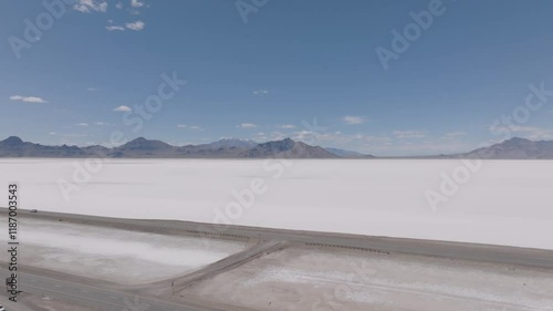 Utah Bonneville Salt Flats Rest Area on I-80 Beautiful White Dry Lake Salt Bed where World Landspeed Records are Held