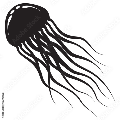 jellyfish icon silhouette vector illustration on a white background