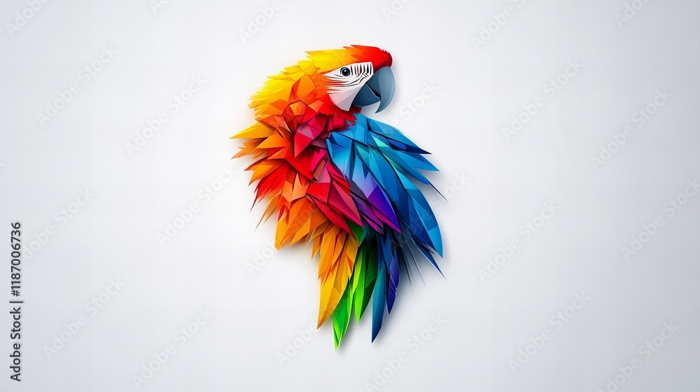 Obraz premium Vibrant, geometric parrot design. A colorful explosion of artistic expression.