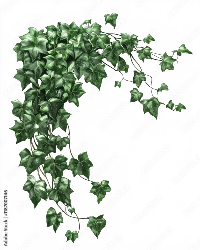 Fototapeta premium Lush Green Ivy Vine Clipping Path Perfect for Design Projects and Nature Inspired Backgrounds