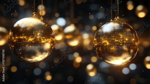 Wallpaper Mural Golden Ornaments with Shimmering Lights and Sparkling Background Torontodigital.ca
