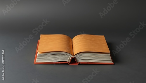 Open book with blank pages on dark background.