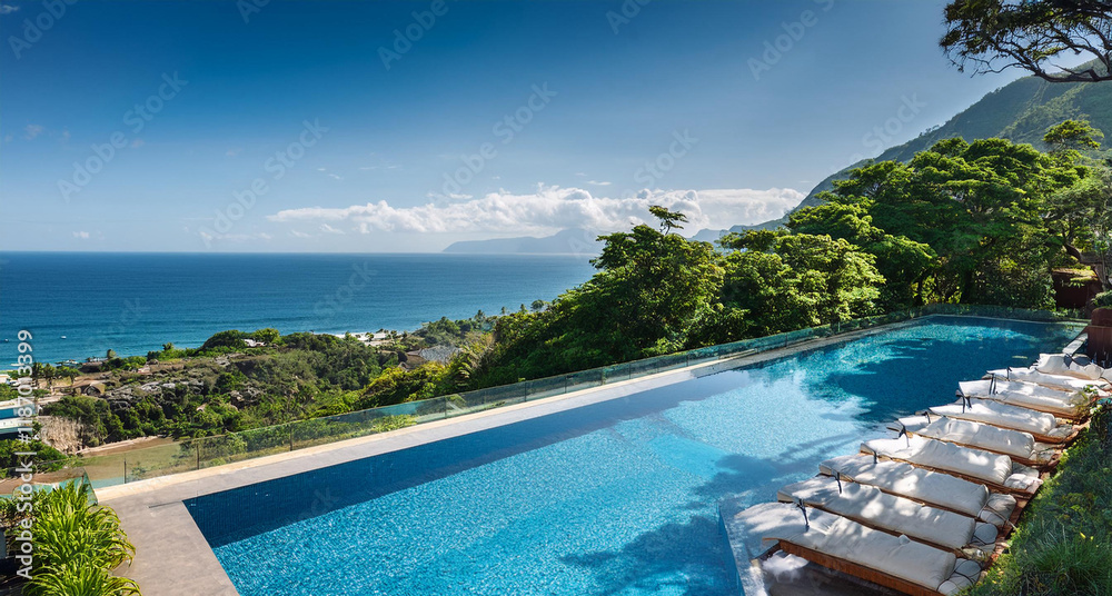 Fototapeta premium Luxury Resort with Stunning Ocean Views and Beautiful Infinity Pools