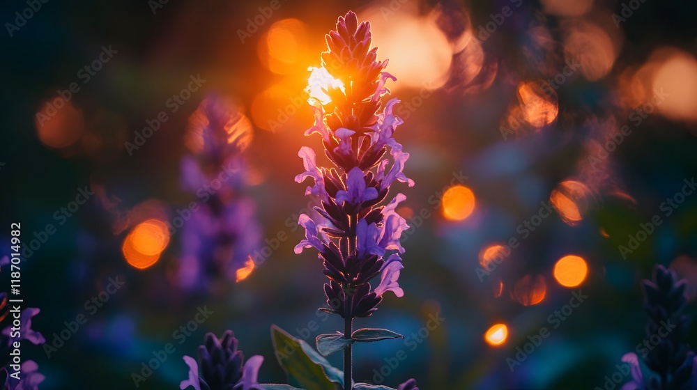 Purple Flower Silhouetted Against Sunset Glow Purple Flower Silhouetted Against Sunset Glow