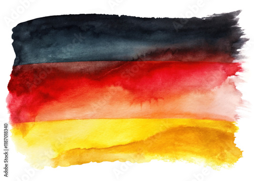 Vibrant watercolor background, German flag colors, artistic abstract design, colorful texture, creative illustration.