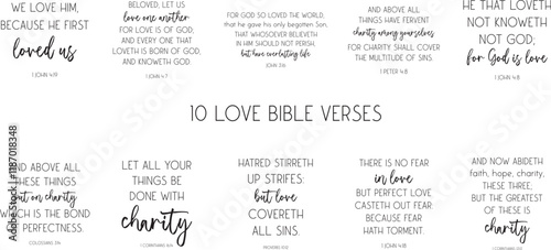 Love Bible Verse Bundle, Love poster set, Love Home decor, Christian quotes vector illustration