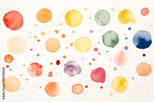 Watercolor spots with splashes on a white background.