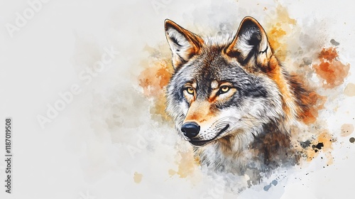 Wallpaper Mural Majestic Wolf Portrait in Watercolor Style: A Wild Canine Beauty Torontodigital.ca