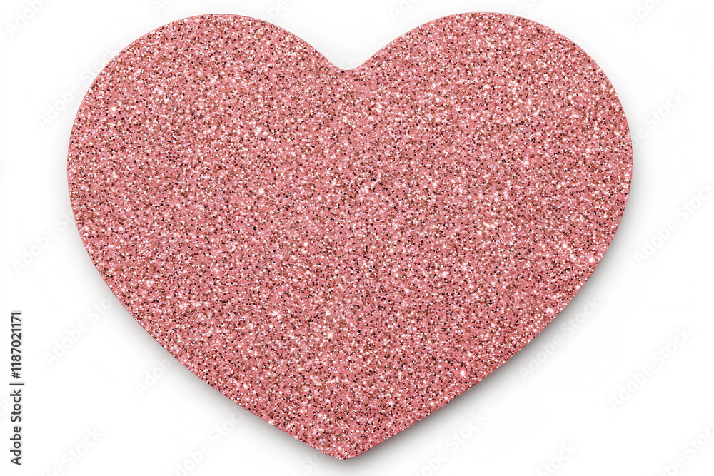Obraz premium Pink glitter heart with glowing edges on white background isolated design on white background