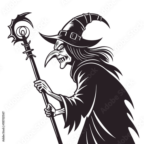 create a vector graphic of a wicked spooky witch eps