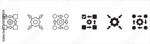 Growth icon set. Business improvement icons. Contains Icons and symbol of development progress, management, program, processing.