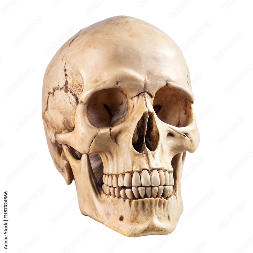 A human skull isolated on black background detailed and eerie anatomy study A human skull isolated on black background detailed and eerie anatomy study