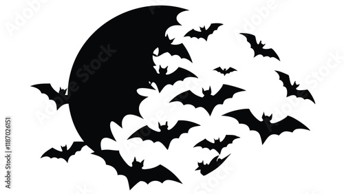 Bats Swarming Across the Moon
