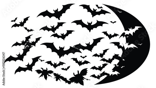 Bats Swarming Across the Moon