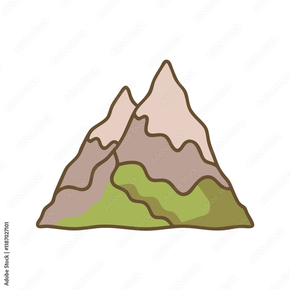 Eco-friendly mountain icon in minimal flat design