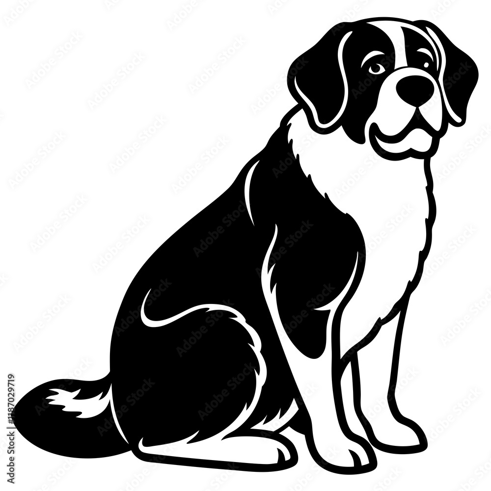 Fototapeta premium st bernard Dog black silhouette vector, silhouette Design vector icon with white background 