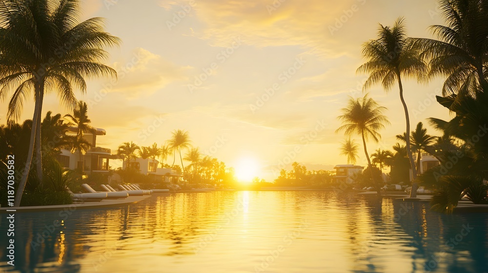 Tropical Sunset Paradise Resort Poolside Relaxation Tropical Sunset Paradise Resort Poolside Relaxation