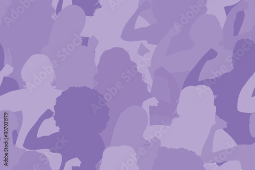 International Women's Day 2025 background. Powerful women. AccelerateAction.  Seamless pattern with different womens	