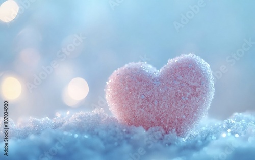 A delicate sugar pink heart. A Valentine's Day card with space for text.