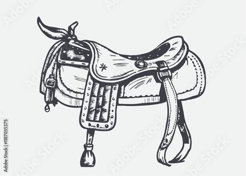 outline saddle vector icon. isolated black simple line element illustration. Sport saddle brown jumping on a white background