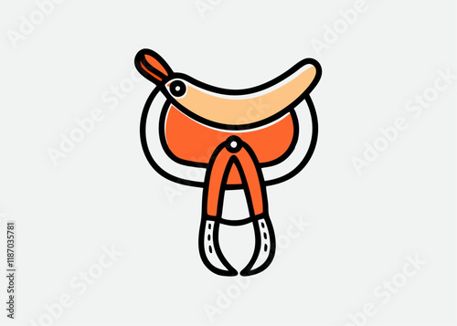 saddle hand drawn sketch in doodle style. Horse saddle is isolated on a white background.