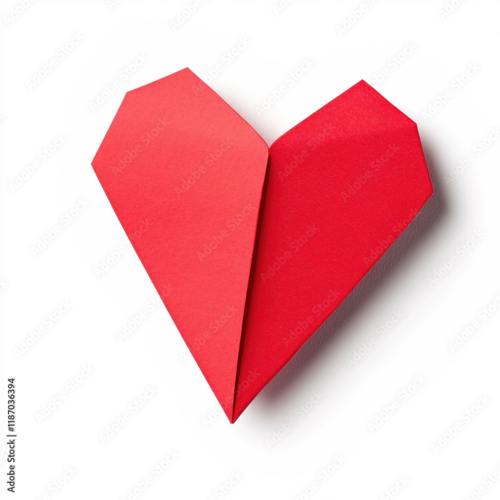 Elegant Red Origami Heart Paper Craft Valentine Love Design Elegant Red Origami Heart Paper Craft Valentine Love Design