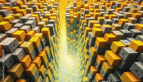 Wallpaper Mural Discovering modern art aerial perspectives of colorful abstract block arrangements Torontodigital.ca