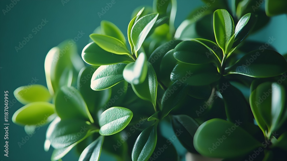 Modern Photorealistic Leaves on Deep Green Background with Sharp Focus Modern Photorealistic Leaves on Deep Green Background with Sharp Focus