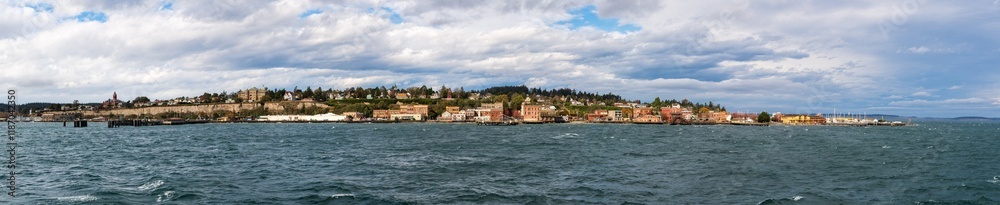 The Port Townsend Waterfront along Port Townsend Bay on a cloudy afternoon, WA, USA. The Port Townsend Waterfront along Port Townsend Bay on a cloudy afternoon, WA, USA.