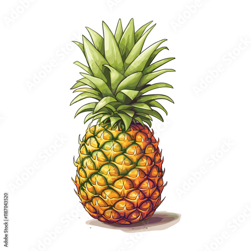 elegant illustration of pineapple isolated on white