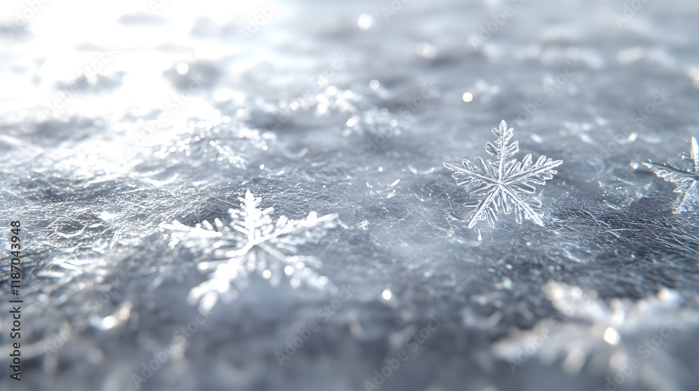 Frosty Blue Serenity with White Snowflakes on Detailed Surface Frosty Blue Serenity with White Snowflakes on Detailed Surface