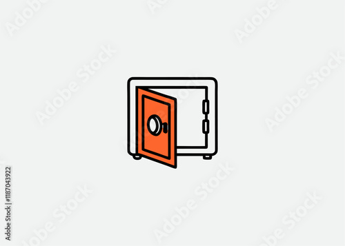 Security metal safe with empty space inside Vector Hand Drawn Illustration Isolated On Transparent Background
