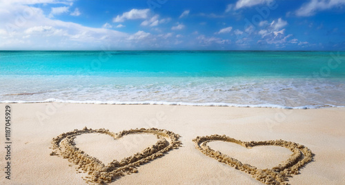 Two Hearts in the Sand – A Symbol of Love by the Tropical Shore