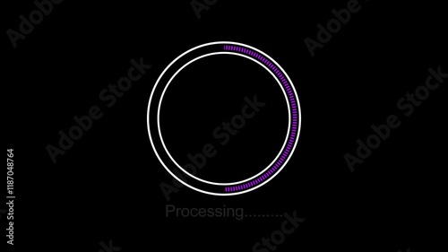 Data download icon animation. White circle line.