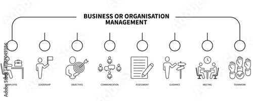 Business or organisation management banner web icon vector illustration concept