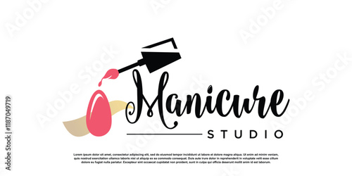 Nail logo design template with creative abstract style Premium Vector