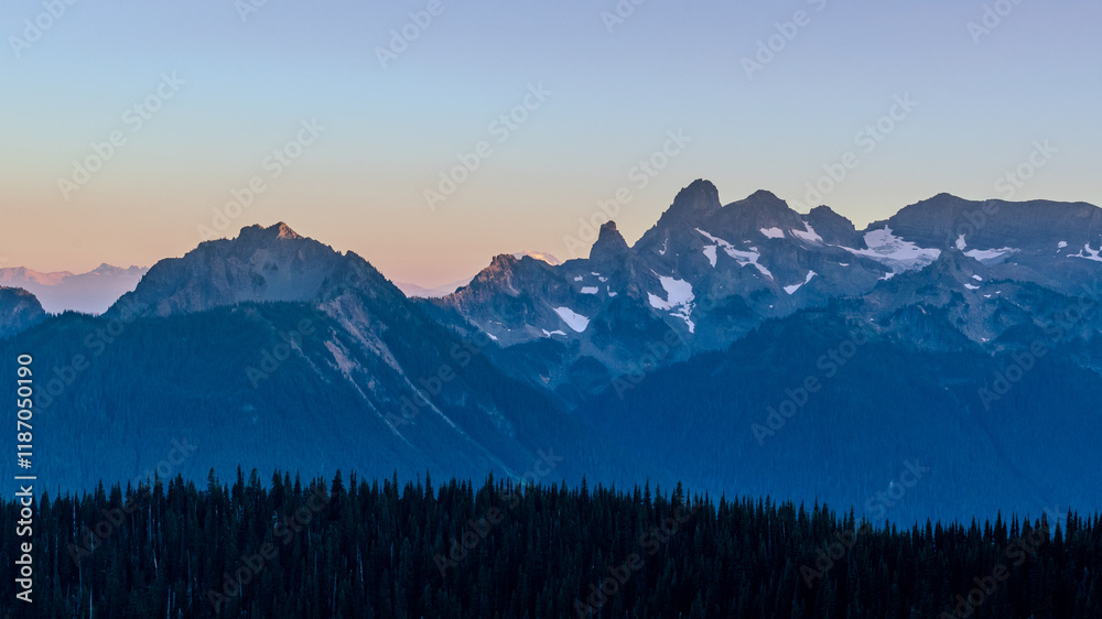 View of the Cascade Range as seen from Mt. Rainier National Park, Washington, USA. View of the Cascade Range as seen from Mt. Rainier National Park, Washington, USA.