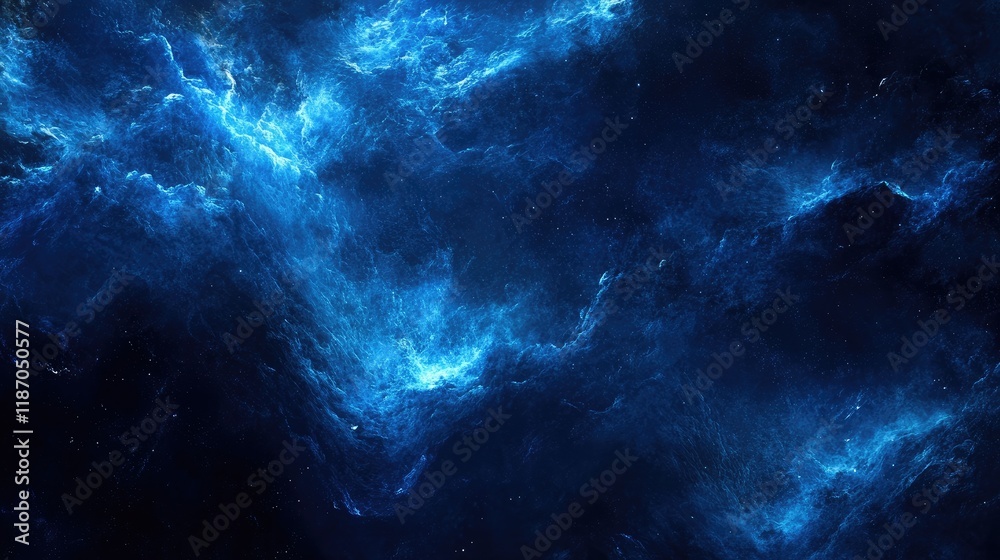 Electric blue cosmic background with vibrant lightning illuminating a dark nebula in the depths of space. Electric blue cosmic background with vibrant lightning illuminating a dark nebula in the depths of space.