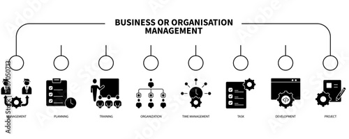 Business or organisation management banner web icon vector illustration concept