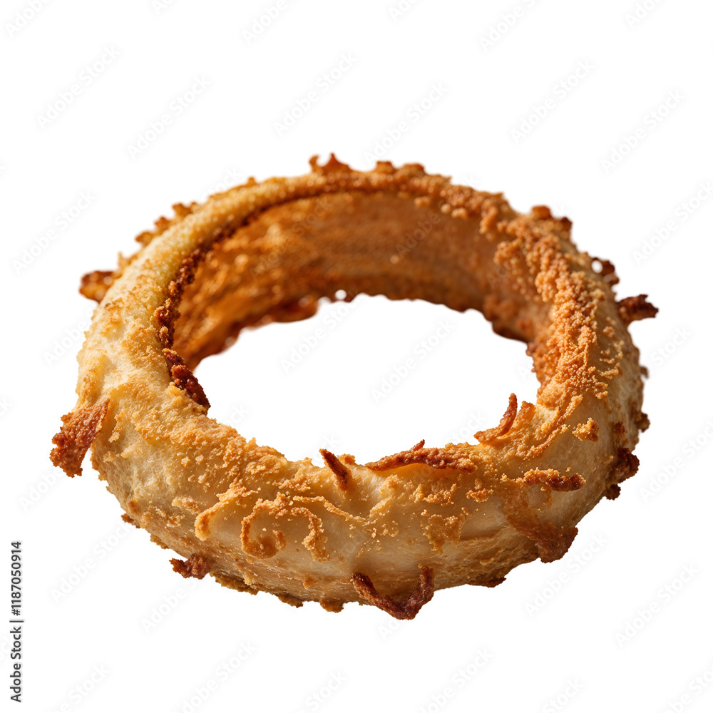 Obraz premium Crispy Fried Onion Ring on White Background